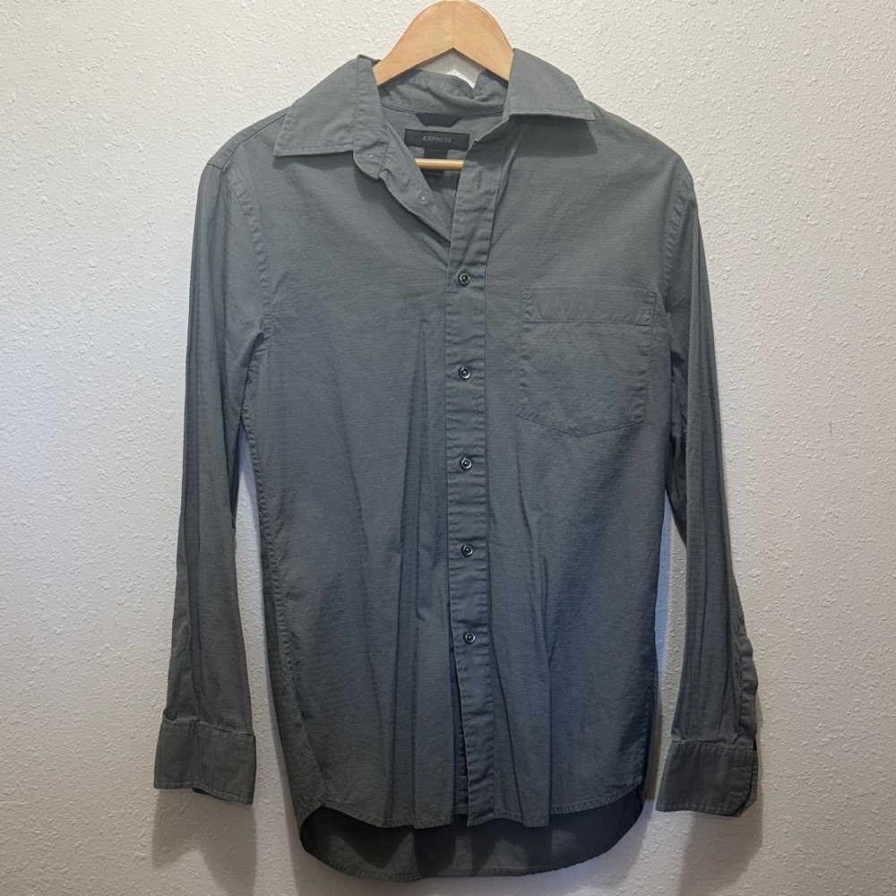 Express Men's Gray Button-Up Shirt, Size S